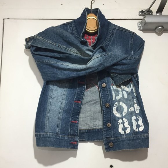 VINTAGE REQUEST PRINTED JEANS JACKETS SIZE M - Picture 8 of 11